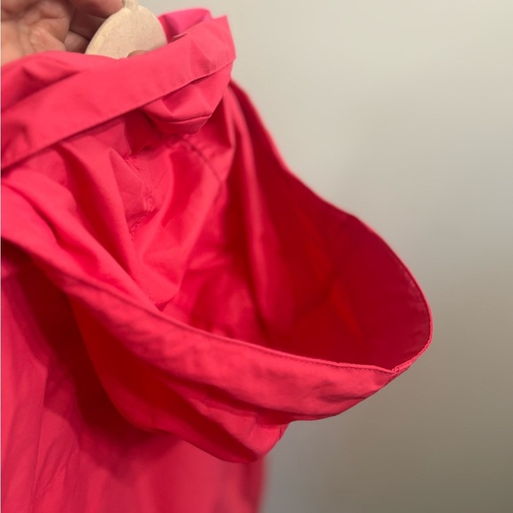 Lands End Rain Coat Jacket Hidden Hood Mesh lining Adjustable M 10-12 Pink - Picture 7 of 10